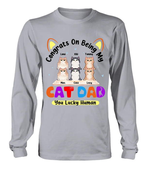 Personalized Cat T-shirt/Hoodie - Up to 6 Cats - Gift Idea For Cat Lover/Mother's Day/Father's Day - Congrats On Being My Cat Dad