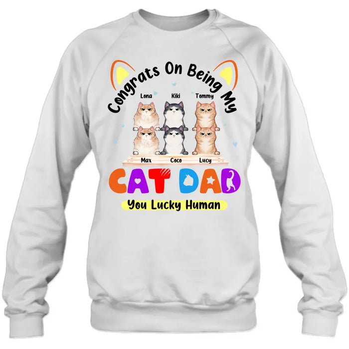 Personalized Cat T-shirt/Hoodie - Up to 6 Cats - Gift Idea For Cat Lover/Mother's Day/Father's Day - Congrats On Being My Cat Dad