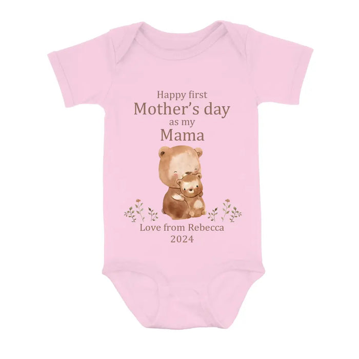Personalized Happy First Mother's Day Shirt/Baby Onesie - Gift Idea For Mom/Grandma/Baby/Mother's Day