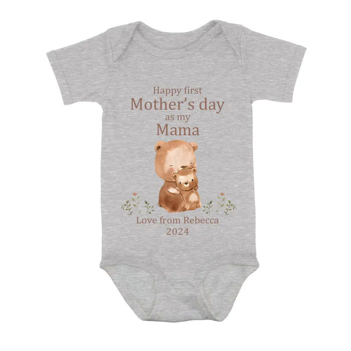 Personalized Happy First Mother's Day Shirt/Baby Onesie - Gift Idea For Mom/Grandma/Baby/Mother's Day