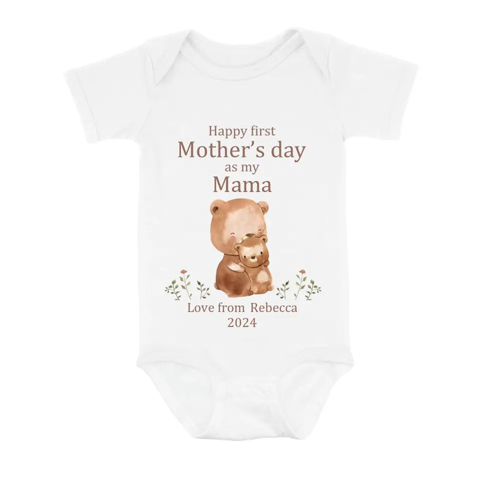 Personalized Happy First Mother's Day Shirt/Baby Onesie - Gift Idea For Mom/Grandma/Baby/Mother's Day