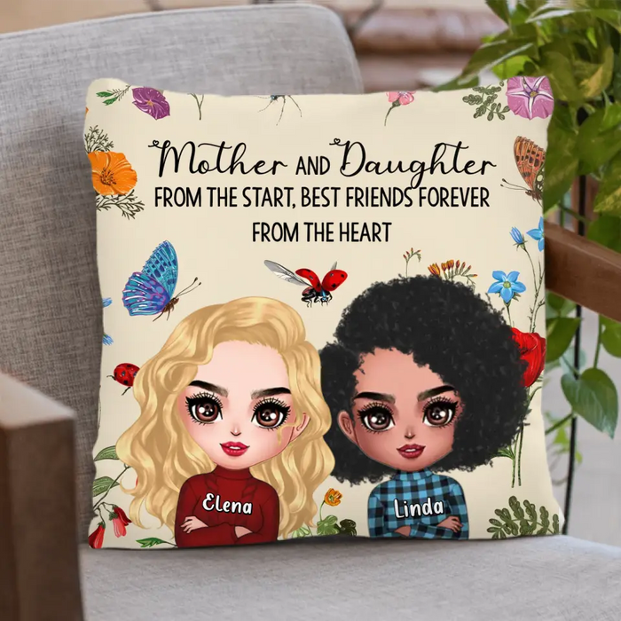 Personalized Mother And Daughter Quilt/Fleece Throw Blanket/Pillow Cover - Mother's Day Gift Idea - Mother And Daughter From The Start, Best Friends Forever From The Heart