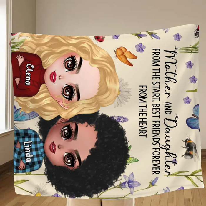 Personalized Mother And Daughter Quilt/Fleece Throw Blanket/Pillow Cover - Mother's Day Gift Idea - Mother And Daughter From The Start, Best Friends Forever From The Heart