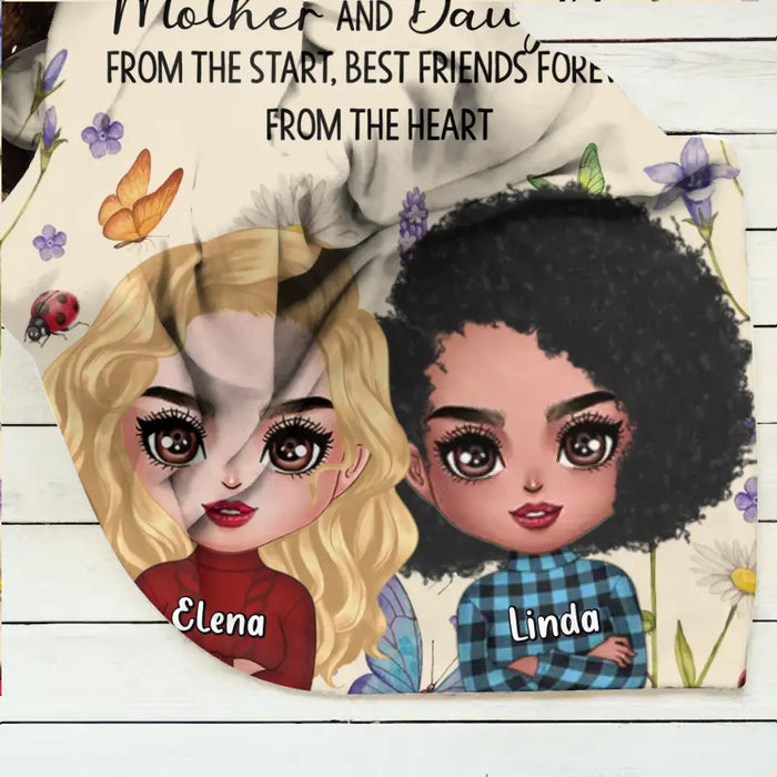 Personalized Mother And Daughter Quilt/Fleece Throw Blanket/Pillow Cover - Mother's Day Gift Idea - Mother And Daughter From The Start, Best Friends Forever From The Heart