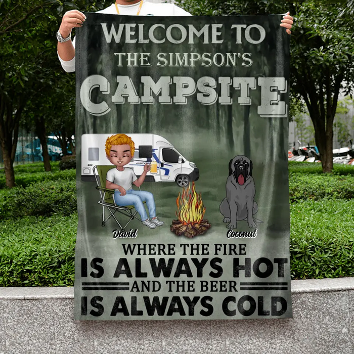 Personalized Camping Flag Sign - Gift Idea for Camping Lovers - Welcome To Campsite