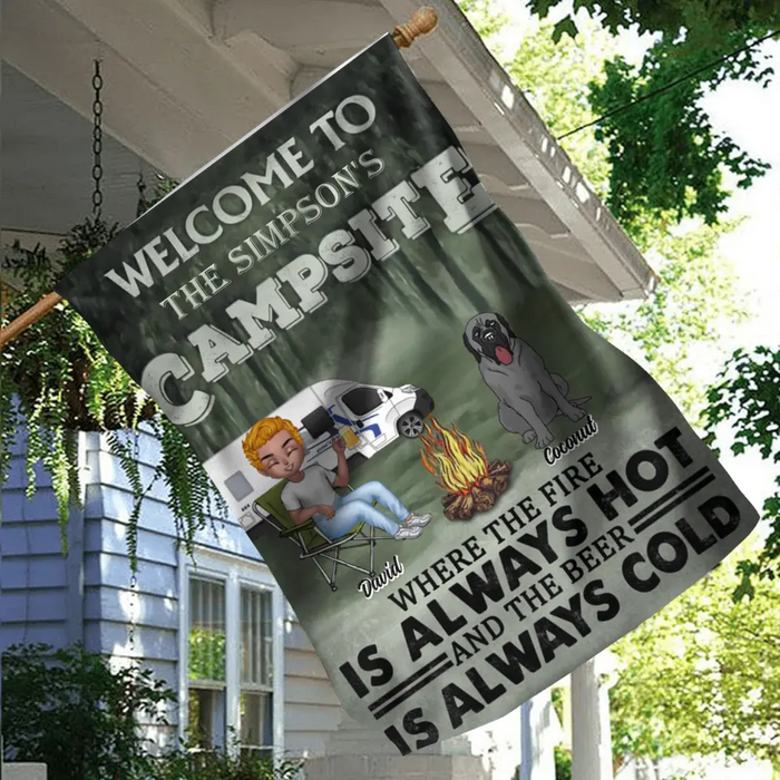 Personalized Camping Flag Sign - Gift Idea for Camping Lovers - Welcome To Campsite