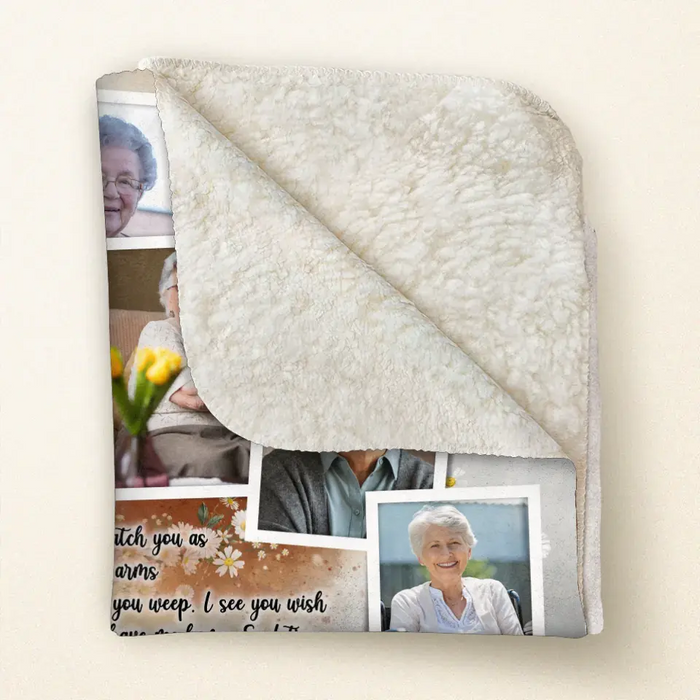 Personalized Memorial Photo Fleece Throw/Quilt Blanket - Upload Photo - Memorial Gift Idea For Family Member - As I Sit In Heaven & Watch You Everyday
