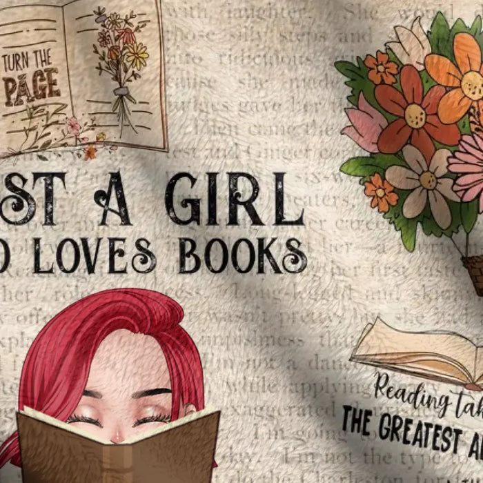 Personalized Reading Girl Quilt/Fleece Throw Blanket/Pillow Cover - Gift Idea For Book Lover - Just A Girl Who Loves Books