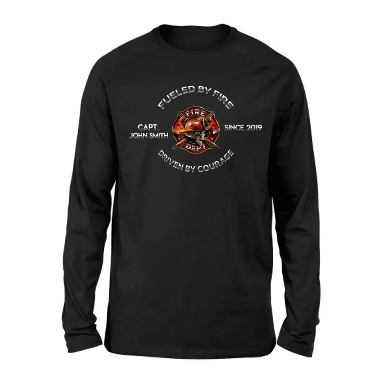 Personalized Fire Fighter Shirt/Hoodie - Father's Day Gift Idea For Fire Fighter - Fueled By Fire Driven By Courage