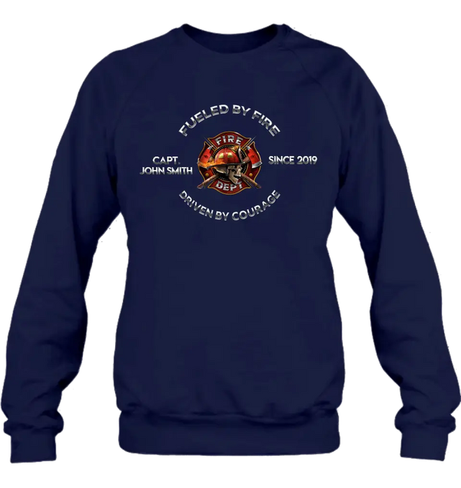 Personalized Fire Fighter Shirt/Hoodie - Father's Day Gift Idea For Fire Fighter - Fueled By Fire Driven By Courage