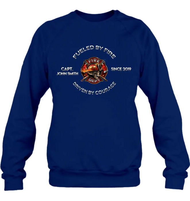 Personalized Fire Fighter Shirt/Hoodie - Father's Day Gift Idea For Fire Fighter - Fueled By Fire Driven By Courage