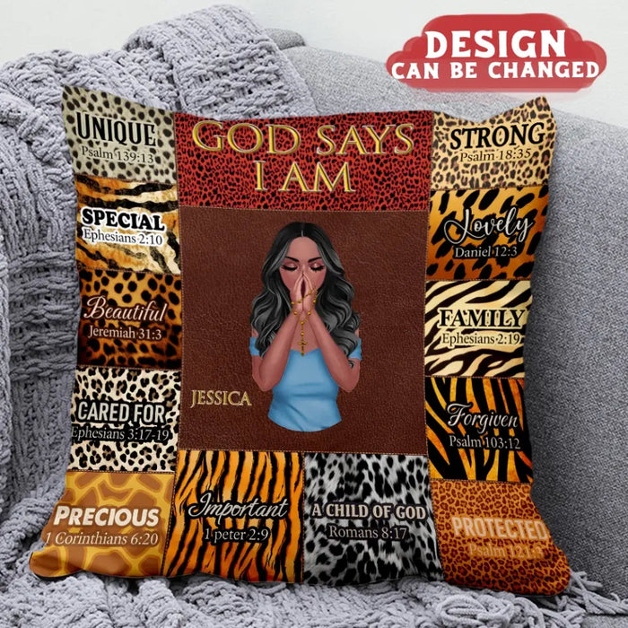 Personalized Prayer Pillow Cover - Inspiration Religious Gifts Idea - God Says I Am Unique