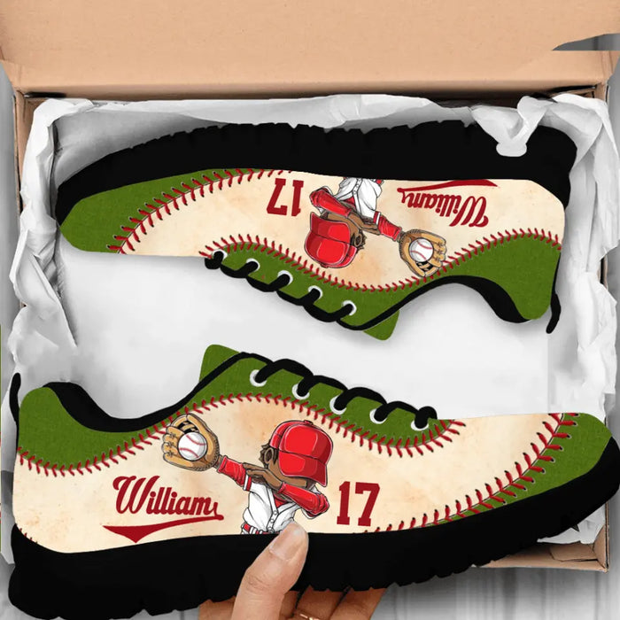 Personalized Baseball Sneakers - Gift Idea For Baseball Lover/Birthday/Father's Day