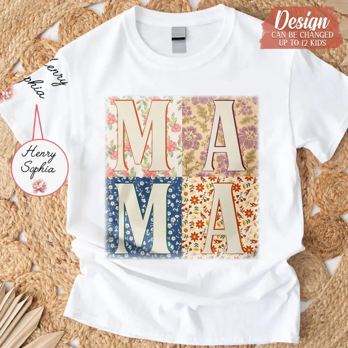 Personalized Retro Boho Grandma T-Shirt- Up to 8 Kids - Mother's Day Gift Idea For Grandma/Mom
