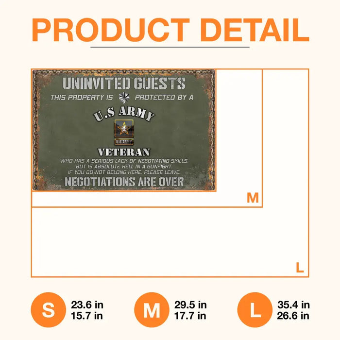 Personalized Veteran Home Doormat - Gift Idea For Veteran - Uninvited Guests This Property Is Protected By A Veteran