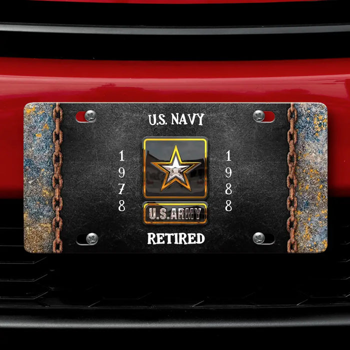Custom Personalized Retired Veteran License Plate - Father's Day Gift Idea for Veteran