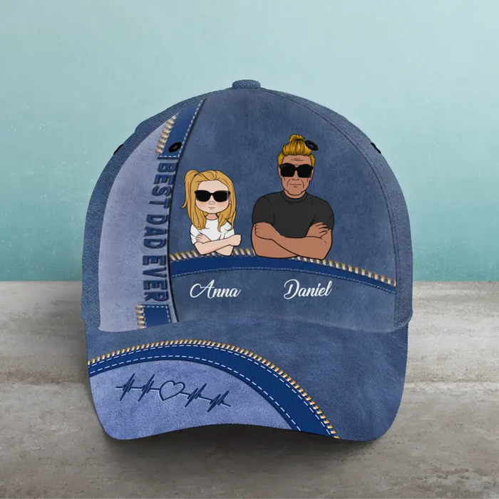 Personalized Mom/Dad Baseball Cap - Gift Idea For Mother's Day/Father's Day with up to 3 Kids - Best Dad Ever