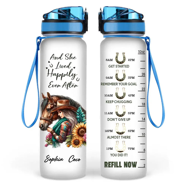 Personalized Horse Girl Tracker Bottle - Gift Idea For Horse Lovers - And She Lived Happily Ever After