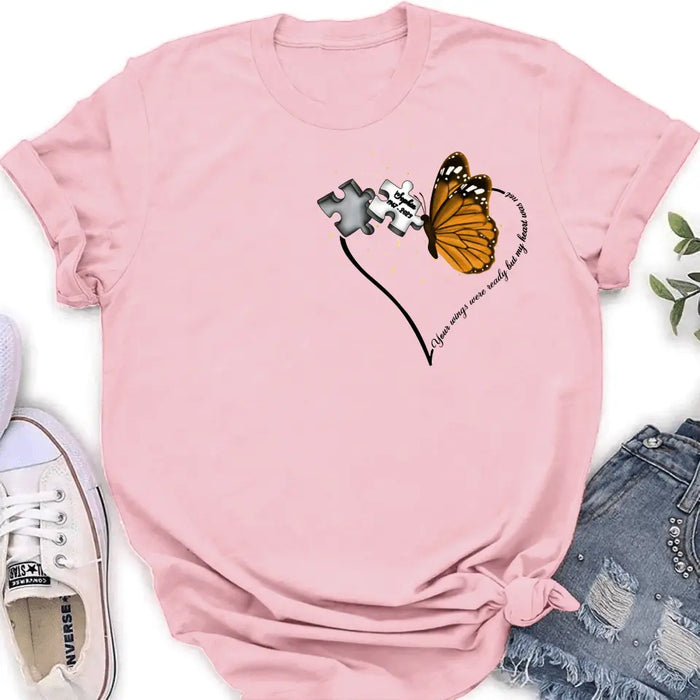 Personalized Memorial Butterfly Shirt/Hoodie - Memorial Gift Idea For Family Member - A Piece Of My Heart Lives In Heaven