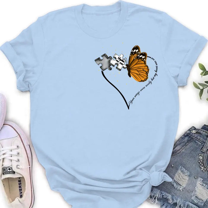 Personalized Memorial Butterfly Shirt/Hoodie - Memorial Gift Idea For Family Member - A Piece Of My Heart Lives In Heaven