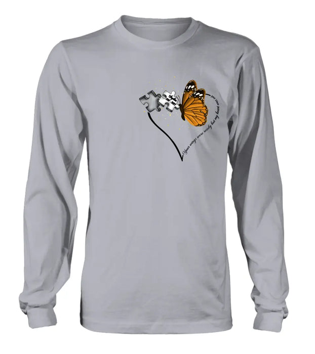 Personalized Memorial Butterfly Shirt/Hoodie - Memorial Gift Idea For Family Member - A Piece Of My Heart Lives In Heaven