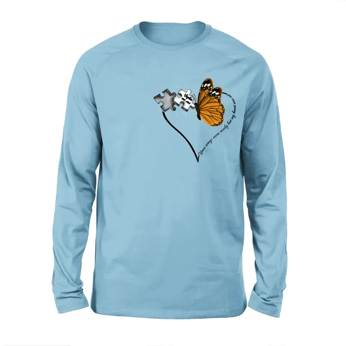 Personalized Memorial Butterfly Shirt/Hoodie - Memorial Gift Idea For Family Member - A Piece Of My Heart Lives In Heaven