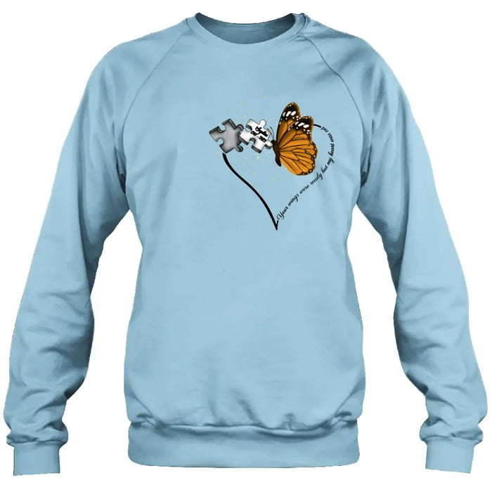 Personalized Memorial Butterfly Shirt/Hoodie - Memorial Gift Idea For Family Member - A Piece Of My Heart Lives In Heaven