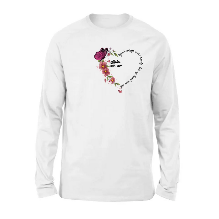 Personalized Memorial Butterfly Shirt/Hoodie - Memorial Gift Idea for Mother's Day/Father's Day - Your Wings Were Ready But My Heart Was Not