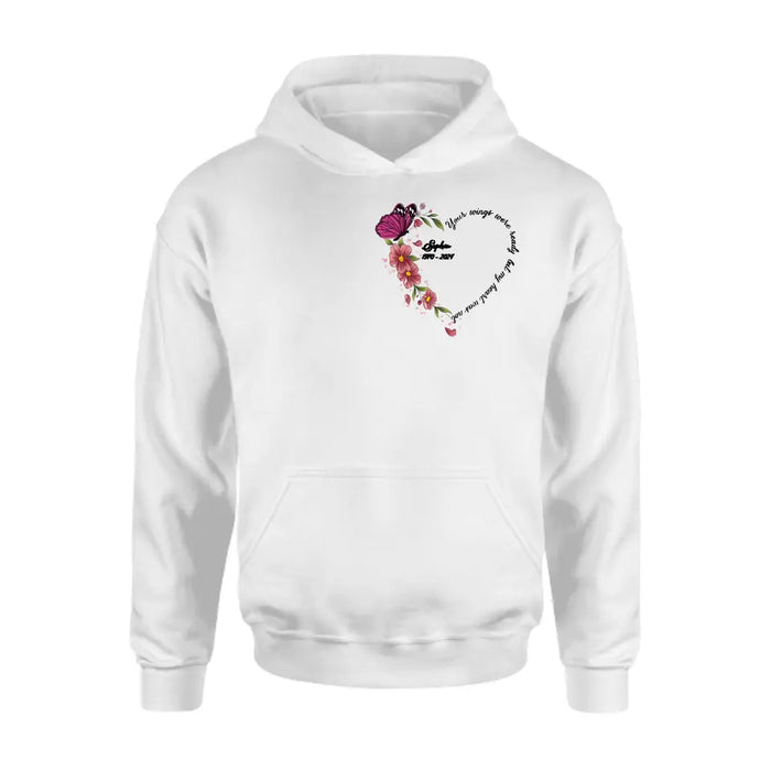 Personalized Memorial Butterfly Shirt/Hoodie - Memorial Gift Idea for Mother's Day/Father's Day - Your Wings Were Ready But My Heart Was Not