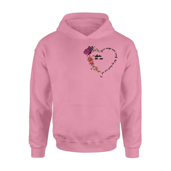 Personalized Memorial Butterfly Shirt/Hoodie - Memorial Gift Idea for Mother's Day/Father's Day - Your Wings Were Ready But My Heart Was Not