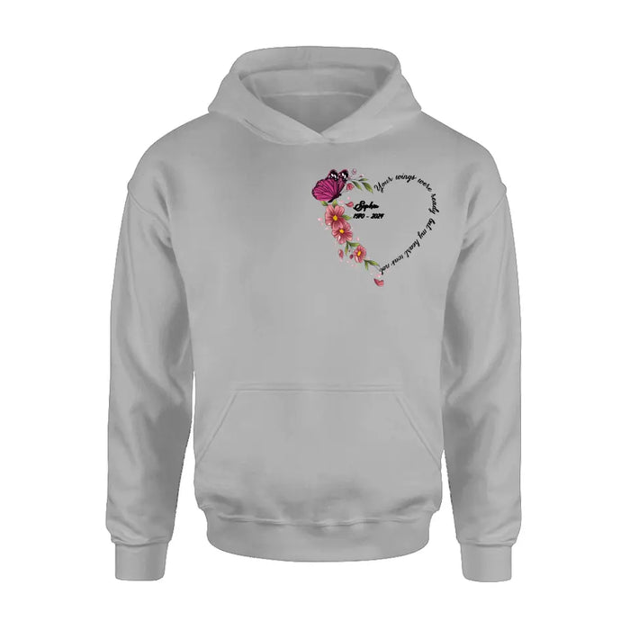 Personalized Memorial Butterfly Shirt/Hoodie - Memorial Gift Idea for Mother's Day/Father's Day - Your Wings Were Ready But My Heart Was Not
