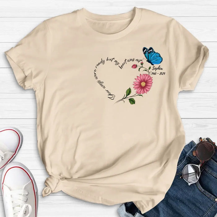 Personalized Memorial Shirt/Hoodie - Memorial Gift Idea For Family Member/Mother's Day/Father's Day - Your Wings Were Ready But My Heart Was Not