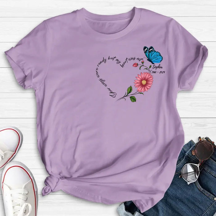 Personalized Memorial Shirt/Hoodie - Memorial Gift Idea For Family Member/Mother's Day/Father's Day - Your Wings Were Ready But My Heart Was Not