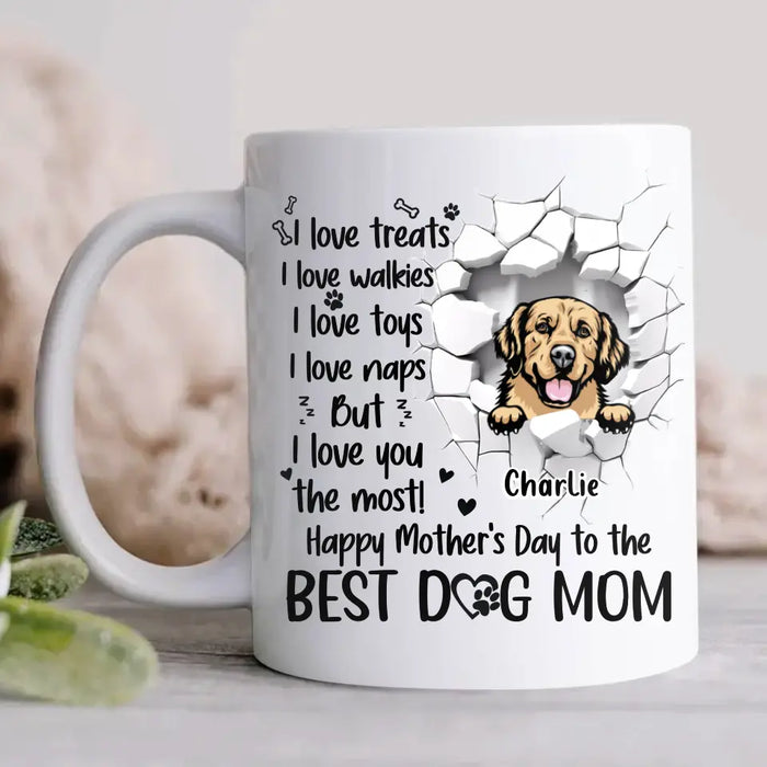 Personalized Funny Dog Coffee Mug - Gift Idea For Dog Lovers/Mother's Day Gift - Up to 3 Dogs - Happy Mother's Day To The Best Dog Mom