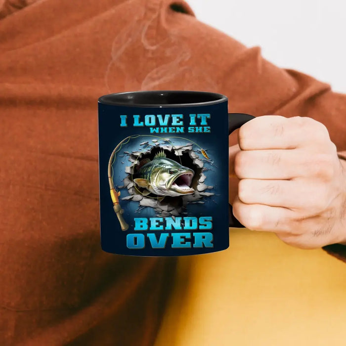 Personalized Fishing Largemouth Bass Break Through Wall Black Coffee Mug - Gift Idea For Fishing Lover/Father's Day/Birthday - Part Time Hooker