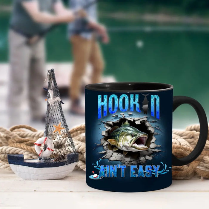 Personalized Fishing Largemouth Bass Break Through Wall Black Coffee Mug - Gift Idea For Fishing Lover/Father's Day/Birthday - Part Time Hooker