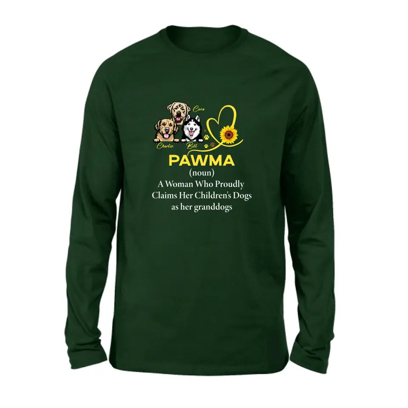 Personalized Pawma Shirt/Hoodie - Gift For Dog Mom/Mother's Day - Pawma A Woman Who Proudly Claims Her Children's Dogs As Her Granddogs