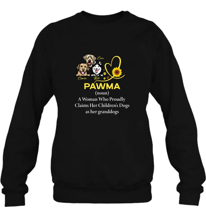 Personalized Pawma Shirt/Hoodie - Gift For Dog Mom/Mother's Day - Pawma A Woman Who Proudly Claims Her Children's Dogs As Her Granddogs