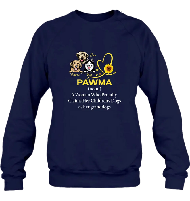 Personalized Pawma Shirt/Hoodie - Gift For Dog Mom/Mother's Day - Pawma A Woman Who Proudly Claims Her Children's Dogs As Her Granddogs