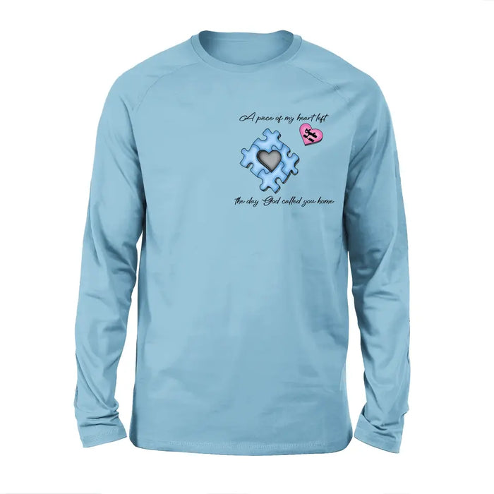 Personalized Memorial Shirt/Hoodie - Memorial Gift Idea for Mother's Day/Father's Day - A Piece Of My Heart Left The Day God Called You Home