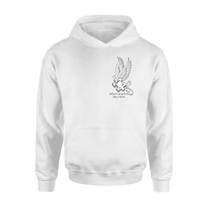 Personalized Memorial Piece Shirt/Hoodie - Memorial Gift Idea For Family Member/Mother's Day/Father's Day - A Piece Of My Heart Lives In Heaven