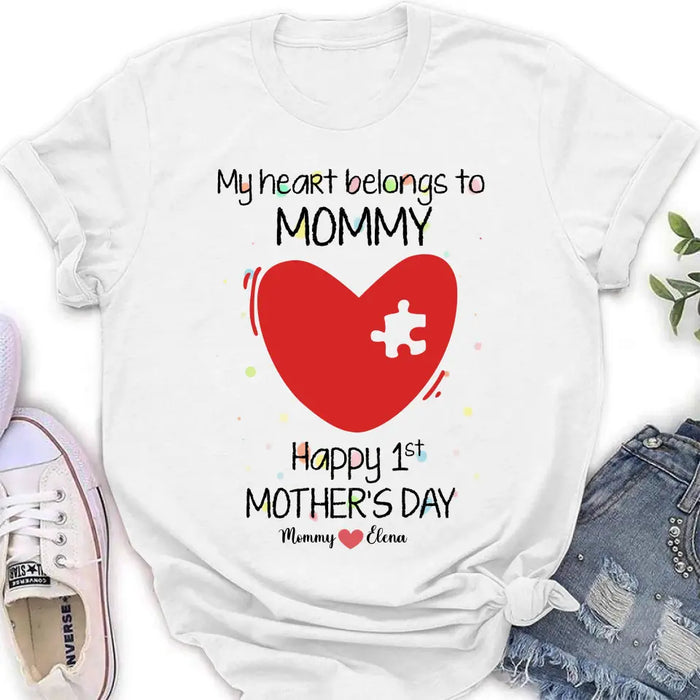 Personalized Mom Baby Onesie/T-Shirt - Mother's Day Gift Idea for Mom & Baby - My Heart Belongs To Mommy