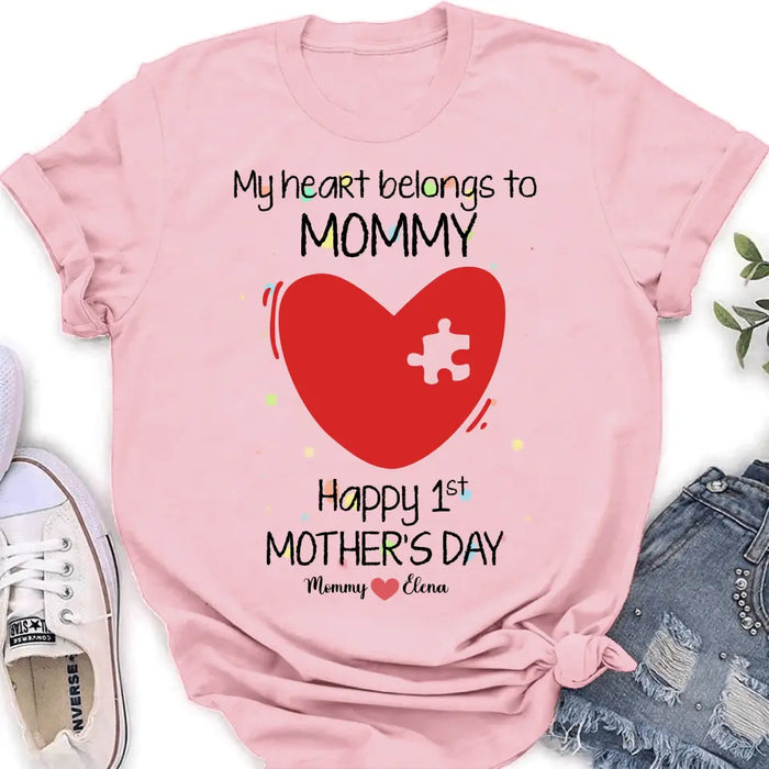Personalized Mom Baby Onesie/T-Shirt - Mother's Day Gift Idea for Mom & Baby - My Heart Belongs To Mommy