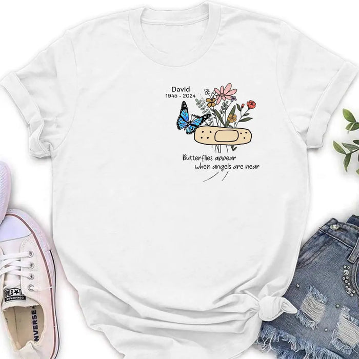 Personalized Memorial Unisex T-shirt/Long Sleeve/Sweatshirt/Hoodie - Memorial Gift Idea - Butterflies Appear When Angels Are Near