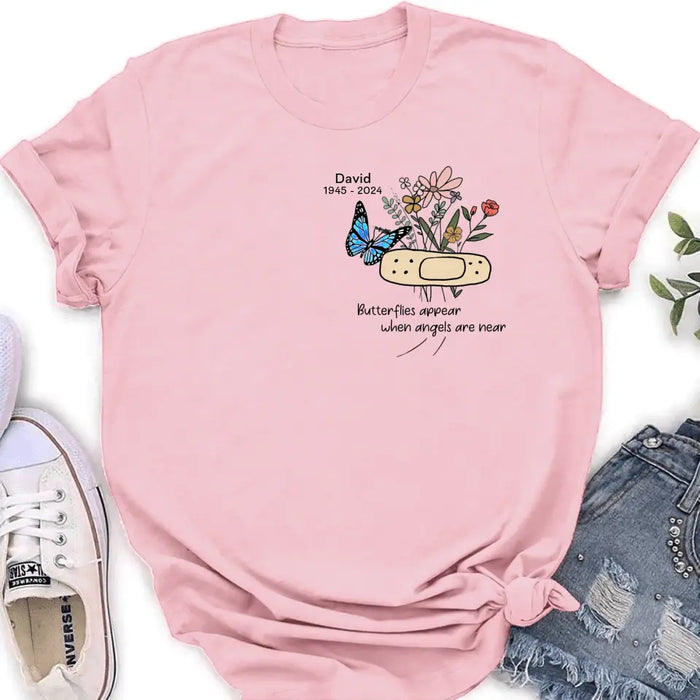 Personalized Memorial Unisex T-shirt/Long Sleeve/Sweatshirt/Hoodie - Memorial Gift Idea - Butterflies Appear When Angels Are Near