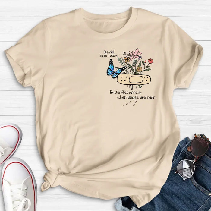 Personalized Memorial Unisex T-shirt/Long Sleeve/Sweatshirt/Hoodie - Memorial Gift Idea - Butterflies Appear When Angels Are Near