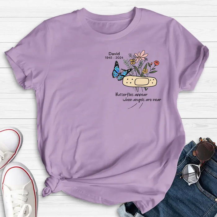 Personalized Memorial Unisex T-shirt/Long Sleeve/Sweatshirt/Hoodie - Memorial Gift Idea - Butterflies Appear When Angels Are Near