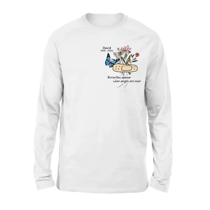 Personalized Memorial Unisex T-shirt/Long Sleeve/Sweatshirt/Hoodie - Memorial Gift Idea - Butterflies Appear When Angels Are Near