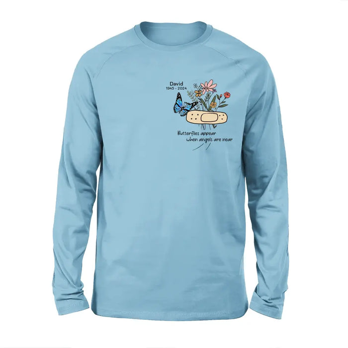 Personalized Memorial Unisex T-shirt/Long Sleeve/Sweatshirt/Hoodie - Memorial Gift Idea - Butterflies Appear When Angels Are Near