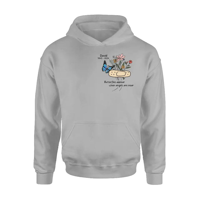 Personalized Memorial Unisex T-shirt/Long Sleeve/Sweatshirt/Hoodie - Memorial Gift Idea - Butterflies Appear When Angels Are Near